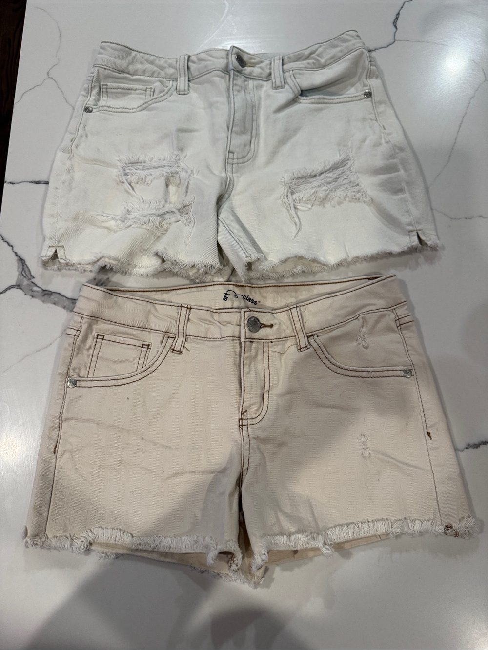 art class White & Cream Distressed Denim Shorts Duo